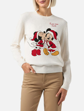 New Queen crewneck in white with Minnie and Mickey jacquard | DISNEY SPECIAL EDITION