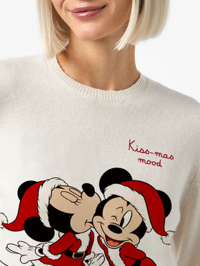 New Queen crewneck in white with Minnie and Mickey jacquard | DISNEY SPECIAL EDITION