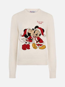 New Queen crewneck in white with Minnie and Mickey jacquard | DISNEY SPECIAL EDITION