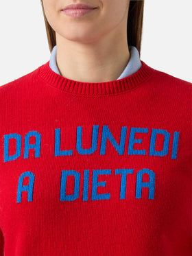 New Queen crewneck with Da lunedì a dieta jacquard