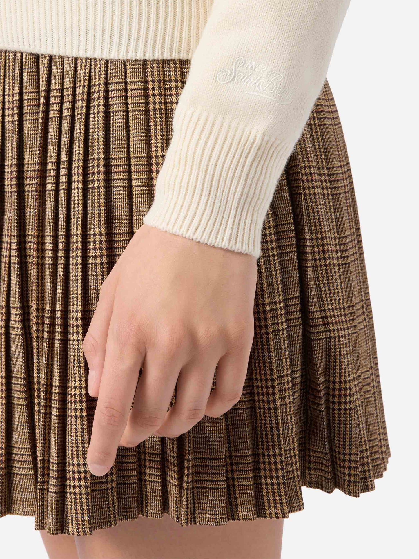 Neuer weißer Queen-Pullover aus Kaschmirmischung mit Ma-cherie-Stickerei