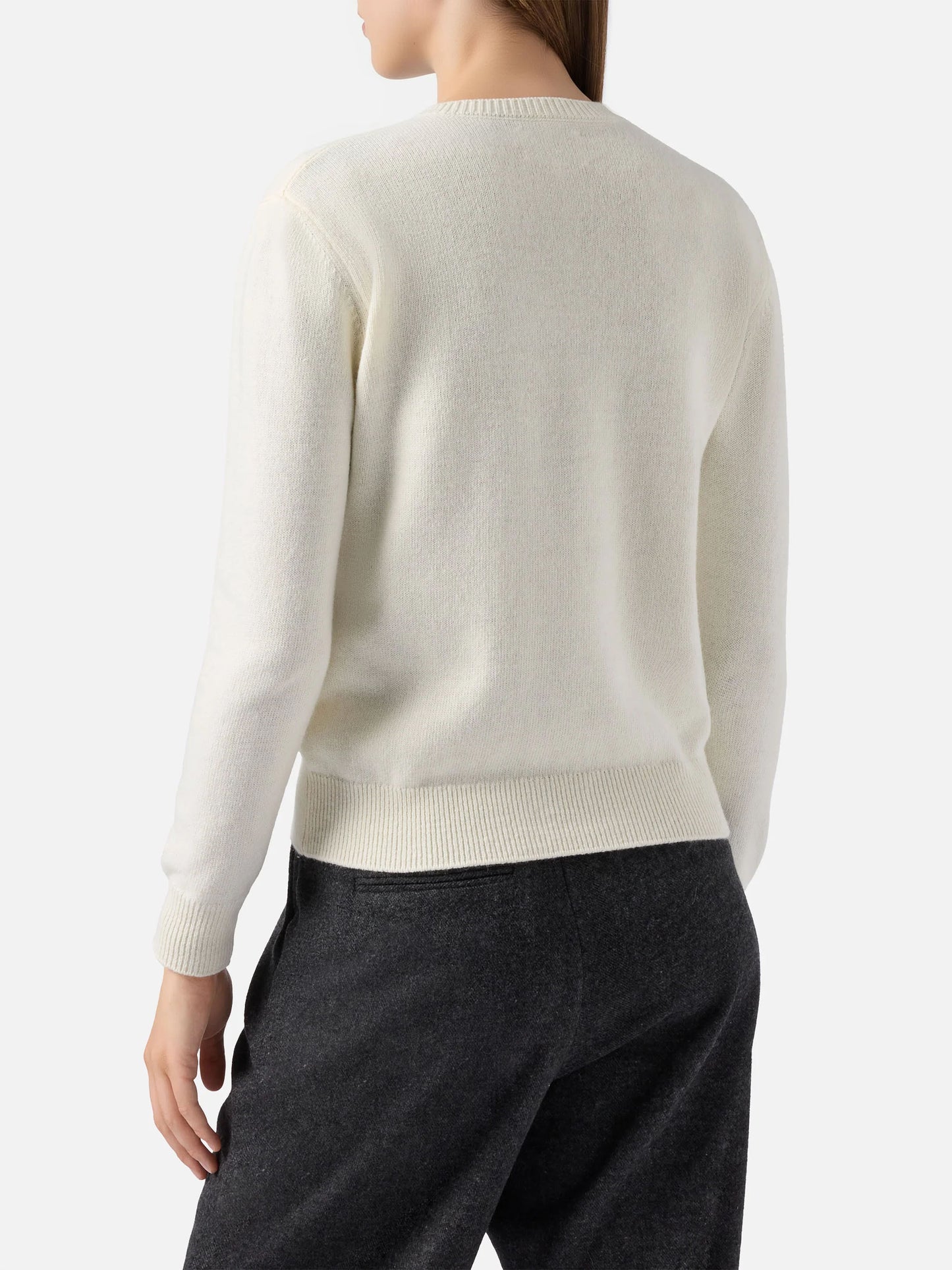 Neuer weißer Queen-Pullover aus Kaschmirmischung mit Gossip Girl-Lurexstickerei
