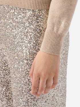 New Queen cashmere-blend sweater in white with Splendida Splendente lurex jacquard