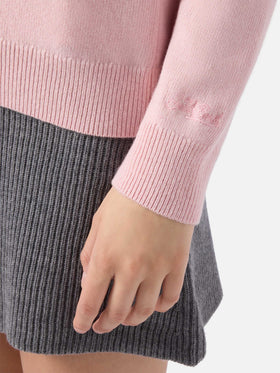 Pull New Queen en mélange de cachemire rose avec jacquard Bella e Impossibile 