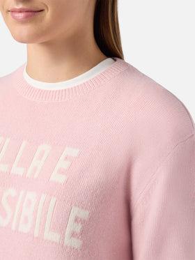 Pull New Queen en mélange de cachemire rose avec jacquard Bella e Impossibile 
