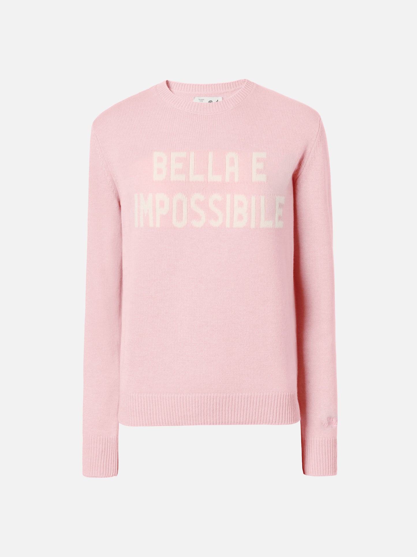 Pull New Queen en mélange de cachemire rose avec jacquard Bella e Impossibile 