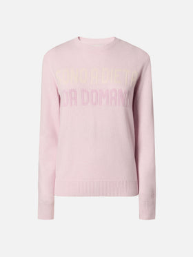 Neues Queen-Crewshirt in Weiß mit Sono a dieta (Domani)-Jacquard