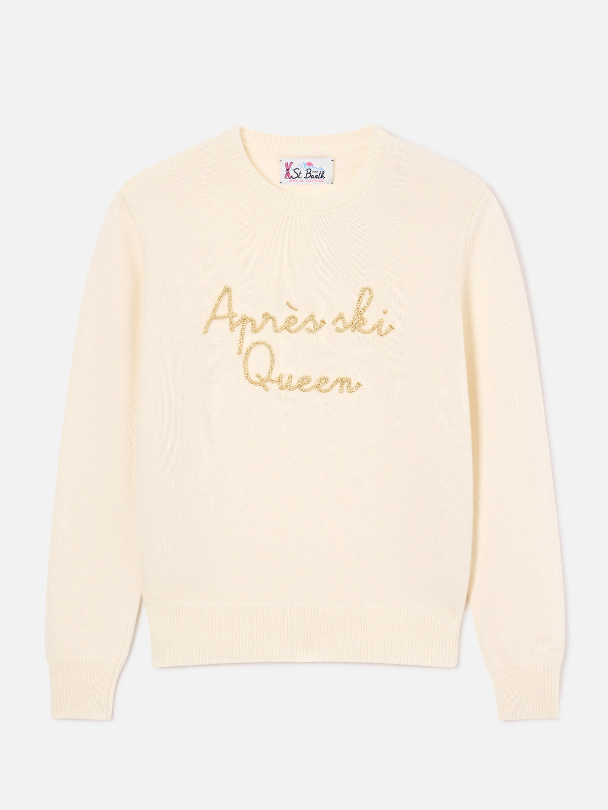 Pull en maille col rond New Queen écru avec broderie Après Ski Queen 