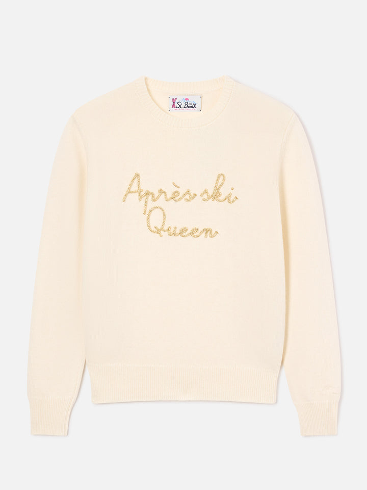 Off white New Queen crewneck knit with Après Ski Queen embroidery