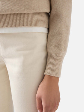 Pull col rond en maille Beige New Queen avec broderie Te L'Avevo Detto 