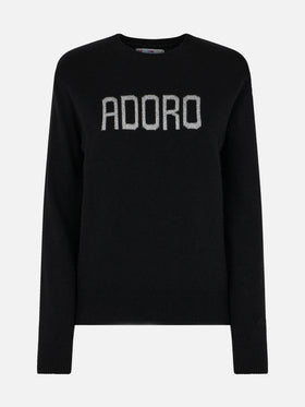 Woman black sweater New Queen with Adoro jacquard - MC2 Saint Barth