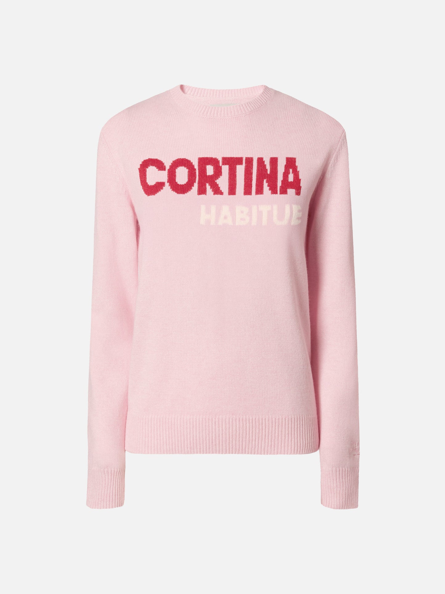 Nouveau sweatshirt col rond New Queen en blanc avec jacquard Cortina habituè 