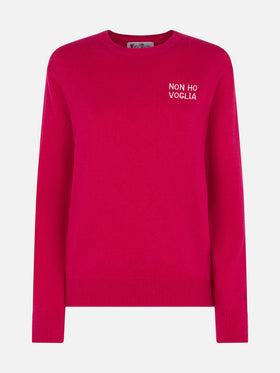 Woman burgundy sweater New Queen with non ho voglia embroidery - MC2 Saint Barth