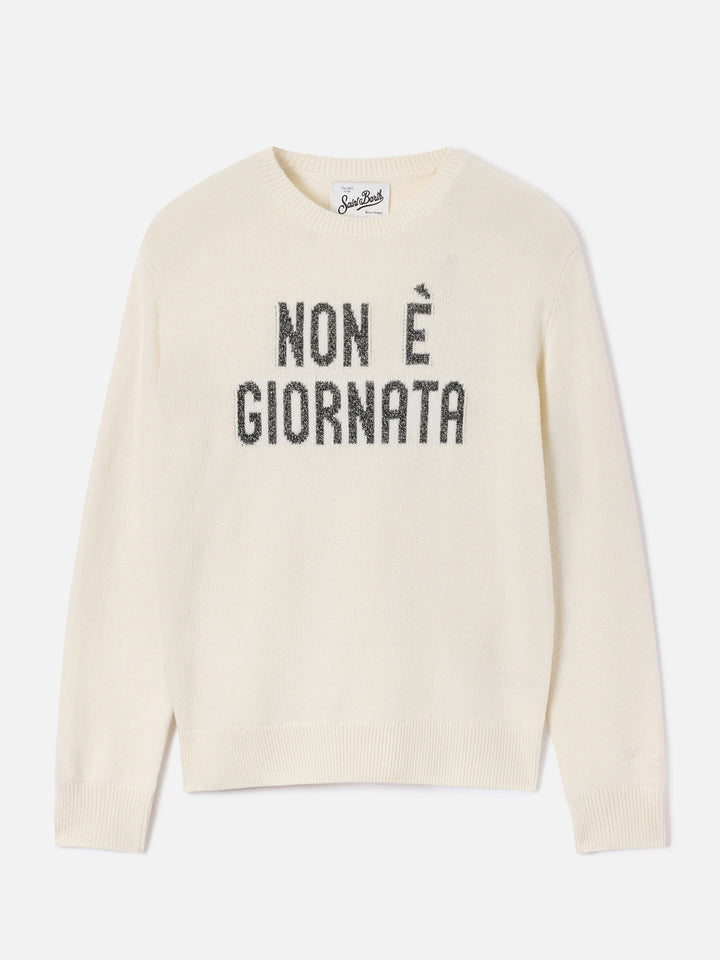 Punto de cuello redondo Off white New Queen con bordado en lurex Non È Giornata 
