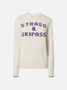 Girocollo New Queen bianco con decorazioni di strass Strass & Skipass