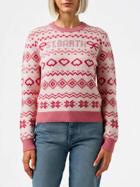 New Queen sweater with Nordic pattern and rhinestone logo