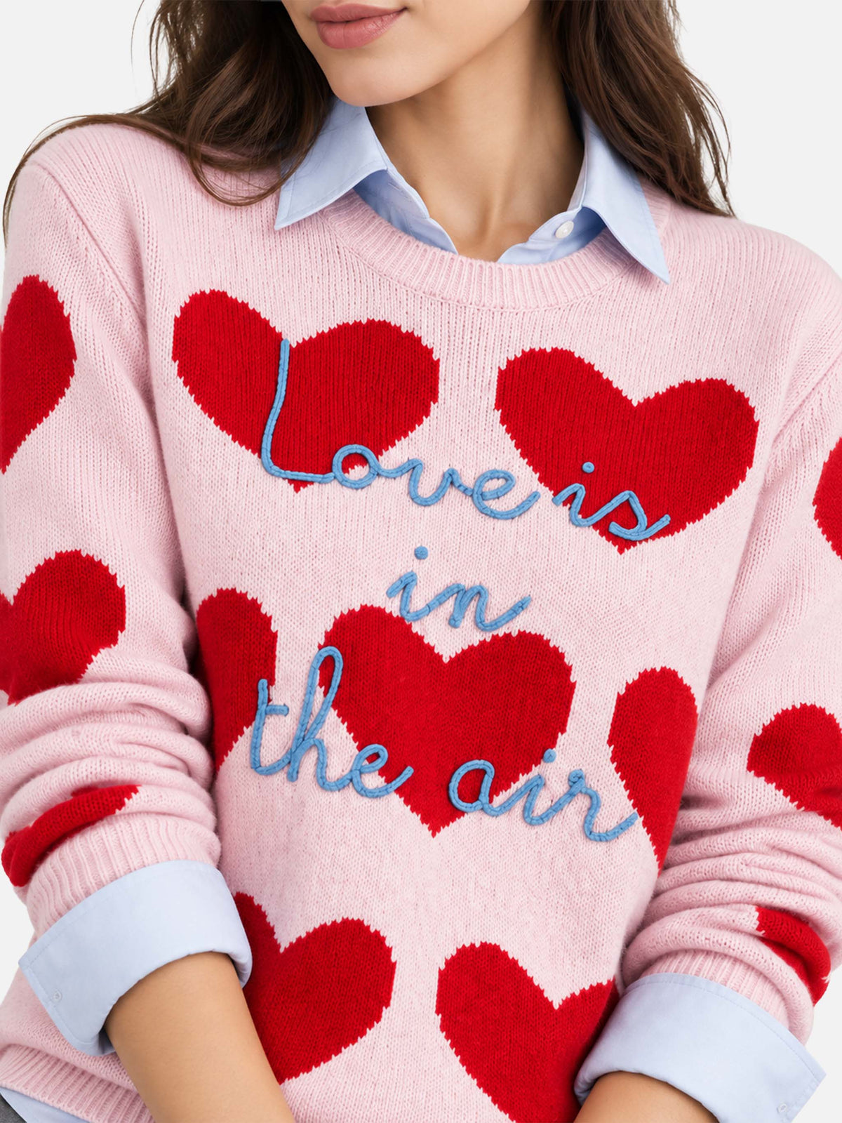 Neuer New Queen Pullover aus Herz-Jacquard mit Stickerei 