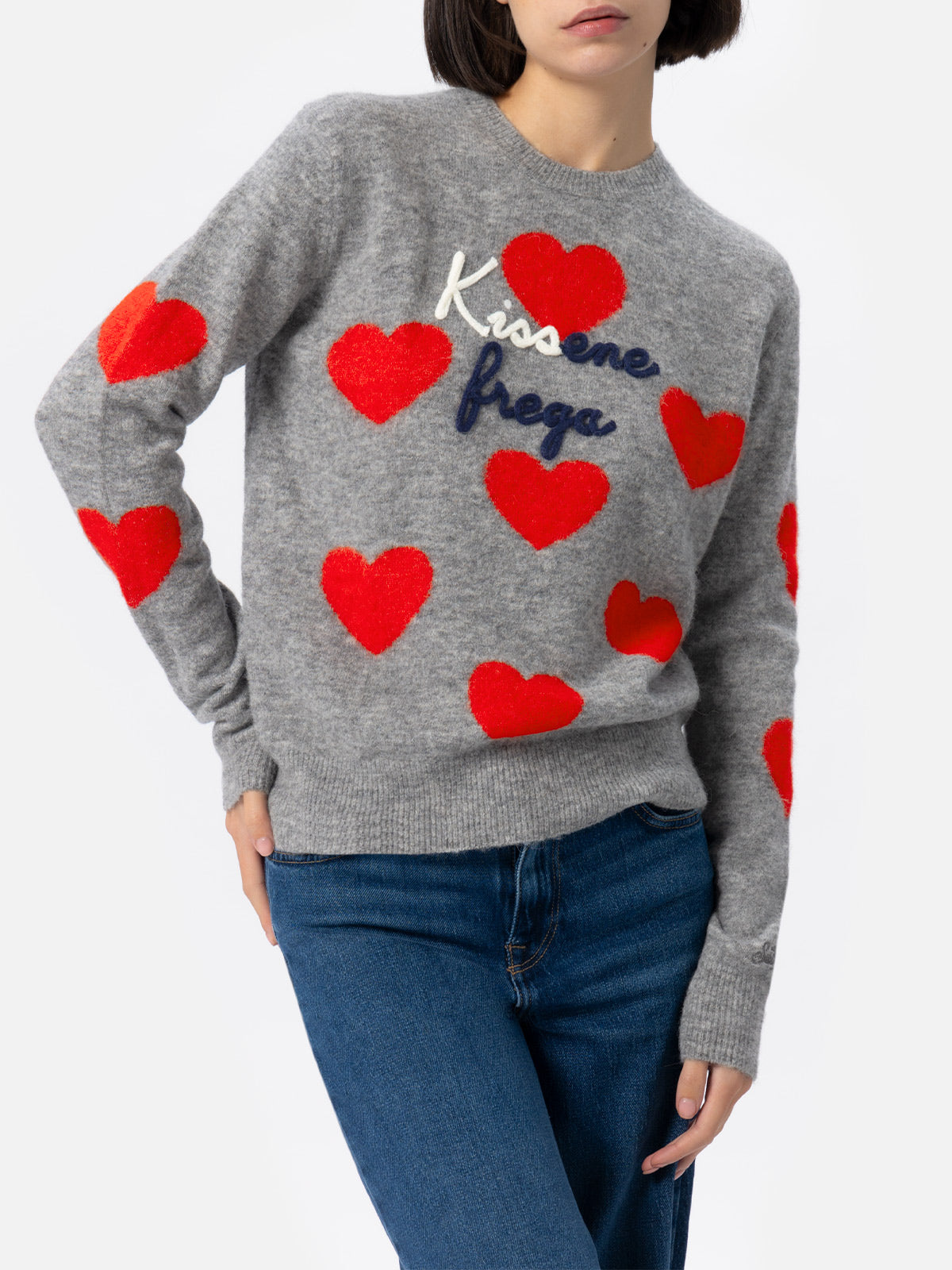 Woman grey sweater New Queen Kissene frega embroidery - MC2 Saint Barth
