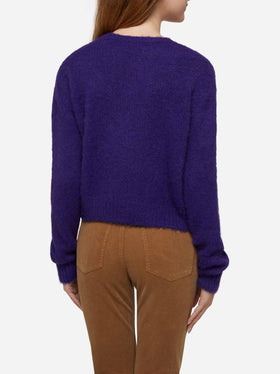 Woman crewneck soft crop sweater with Dammi solo un minuto embroidery - MC2 Saint Barth
