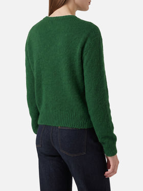 Green New Queen cropped sweater with Plastic Free embroidery