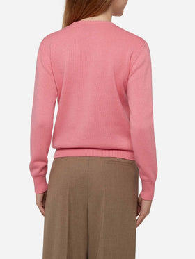Woman pink sweater New Queen St. Moritz postcard print - MC2 Saint Barth