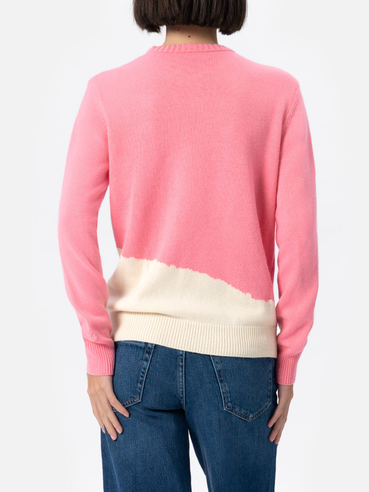 Maglia New Queen in misto cashmere con jacquard postcard