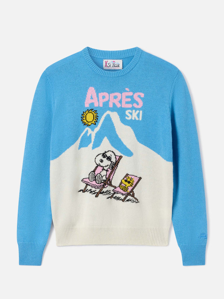 Jersey ligero de cuello redondo blue New Queen con intarsia de Snoopy | Special edition 