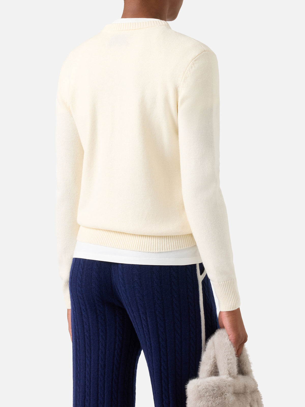 Girocollo off white New Queen con intarsio cabinovie St. Moritz | Special edition
