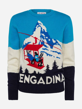 Woman sweater Engadina vintage postcard print - MC2 Saint Barth