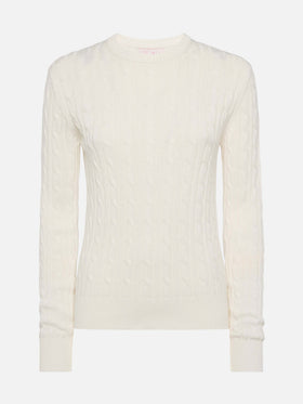 Off-white cotton cable knit sweater New Queen - MC2 Saint Barth
