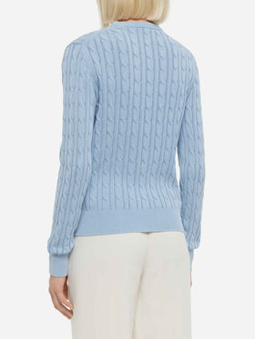 Light blue cotton cable knit sweater New Queen - MC2 Saint Barth