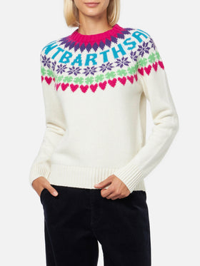 Pull jacquard Fair Isle New Queen Nordic white 