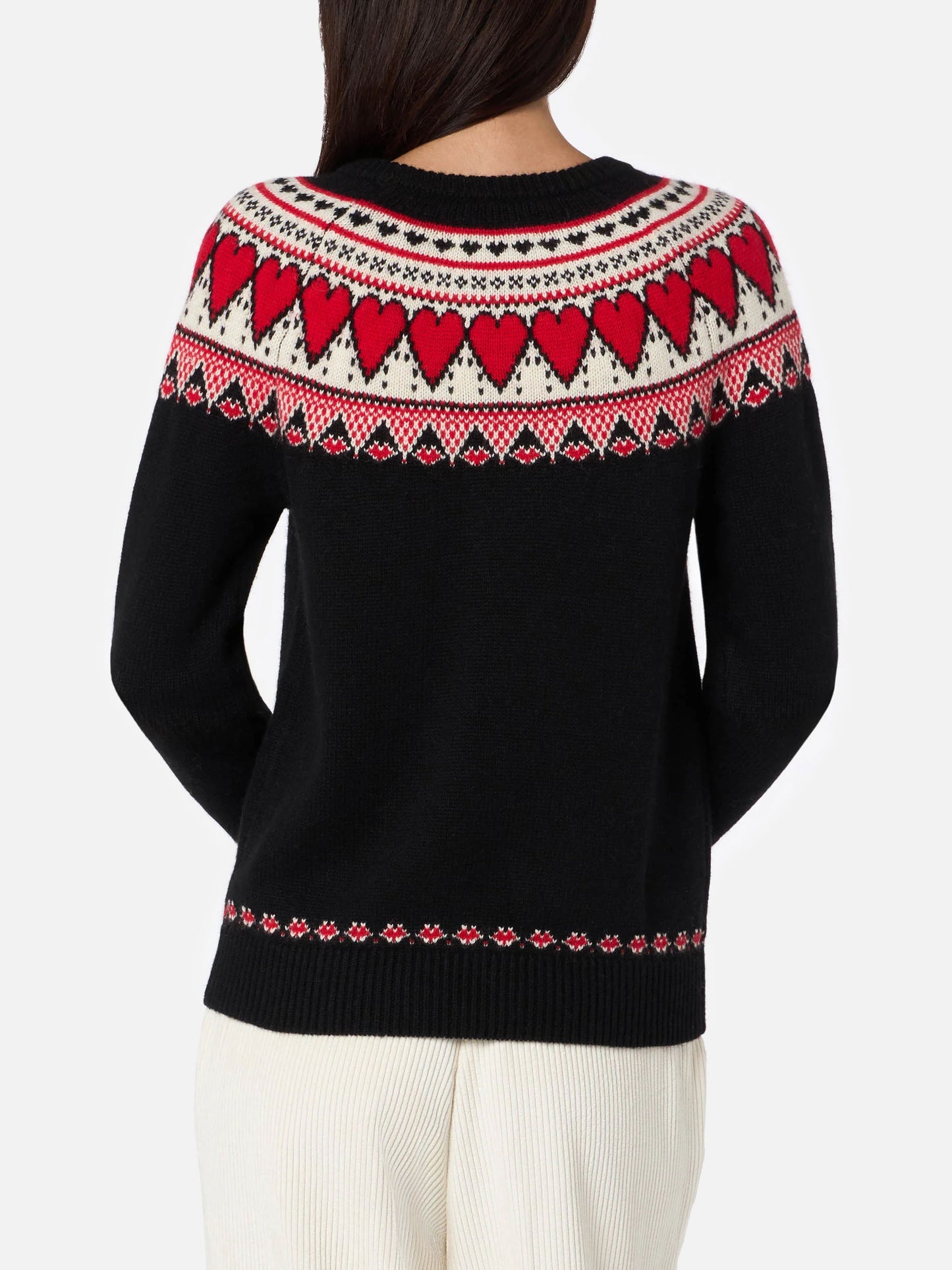 Black New Queen Nordic sweater with heart jacquard