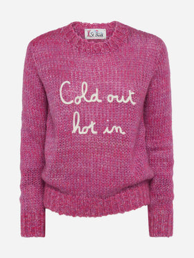 Woman crewneck soft sweater with Cold Out Hot In embroidery - MC2 Saint Barth