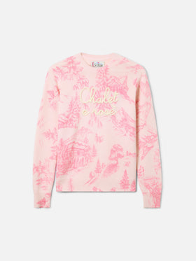 Pull New Queen rose avec imprimé et broderie Chalet 