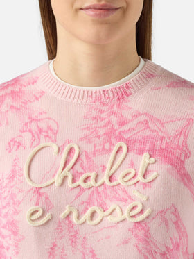 Pull New Queen rose avec imprimé et broderie Chalet 