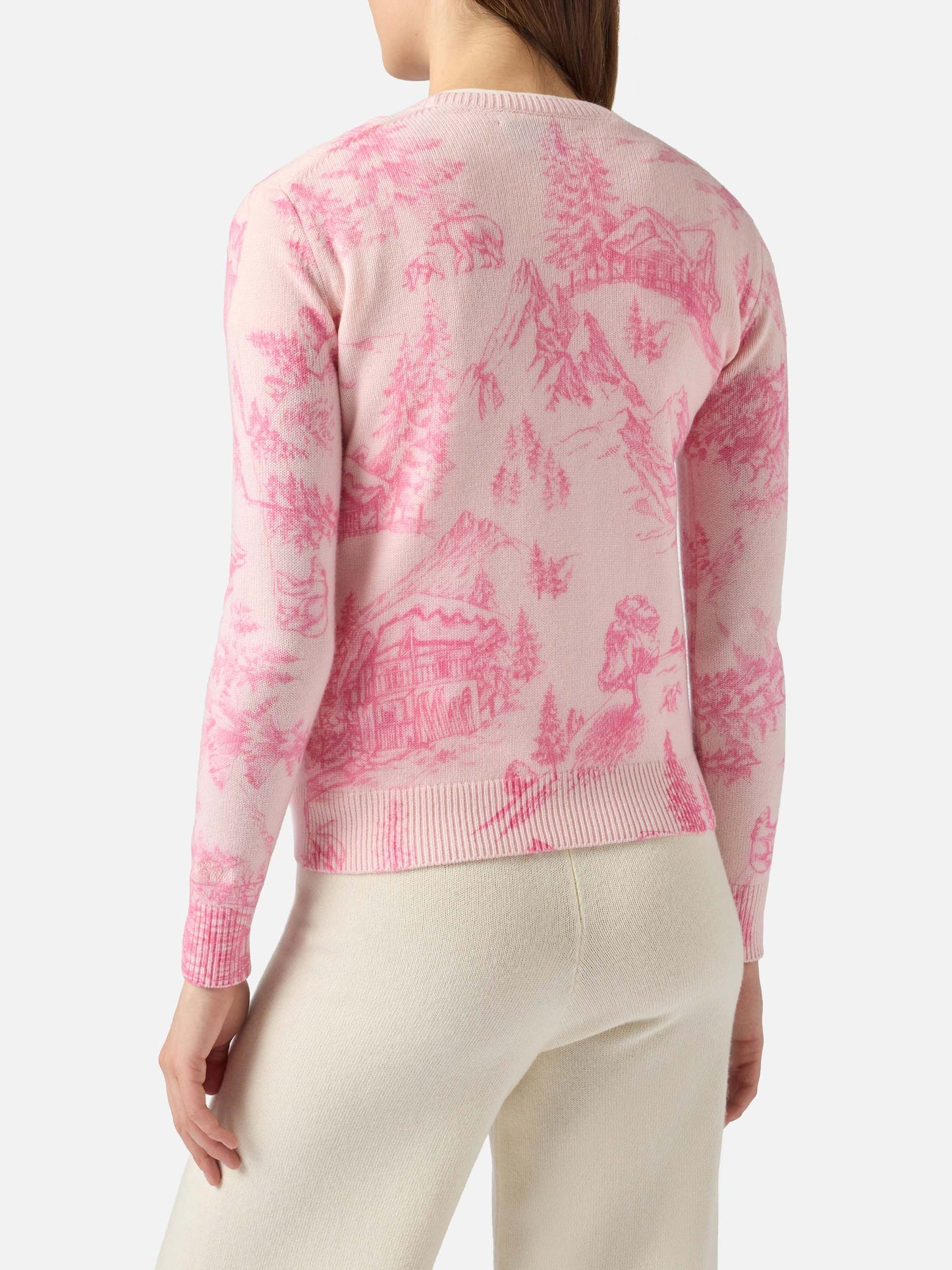 Pull New Queen rose avec imprimé et broderie Chalet 