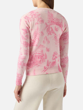 Pull New Queen rose avec imprimé et broderie Chalet 