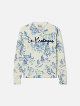 Pull New Queen blanc toile de jouy 
