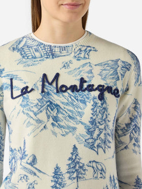 Pull New Queen blanc toile de jouy 