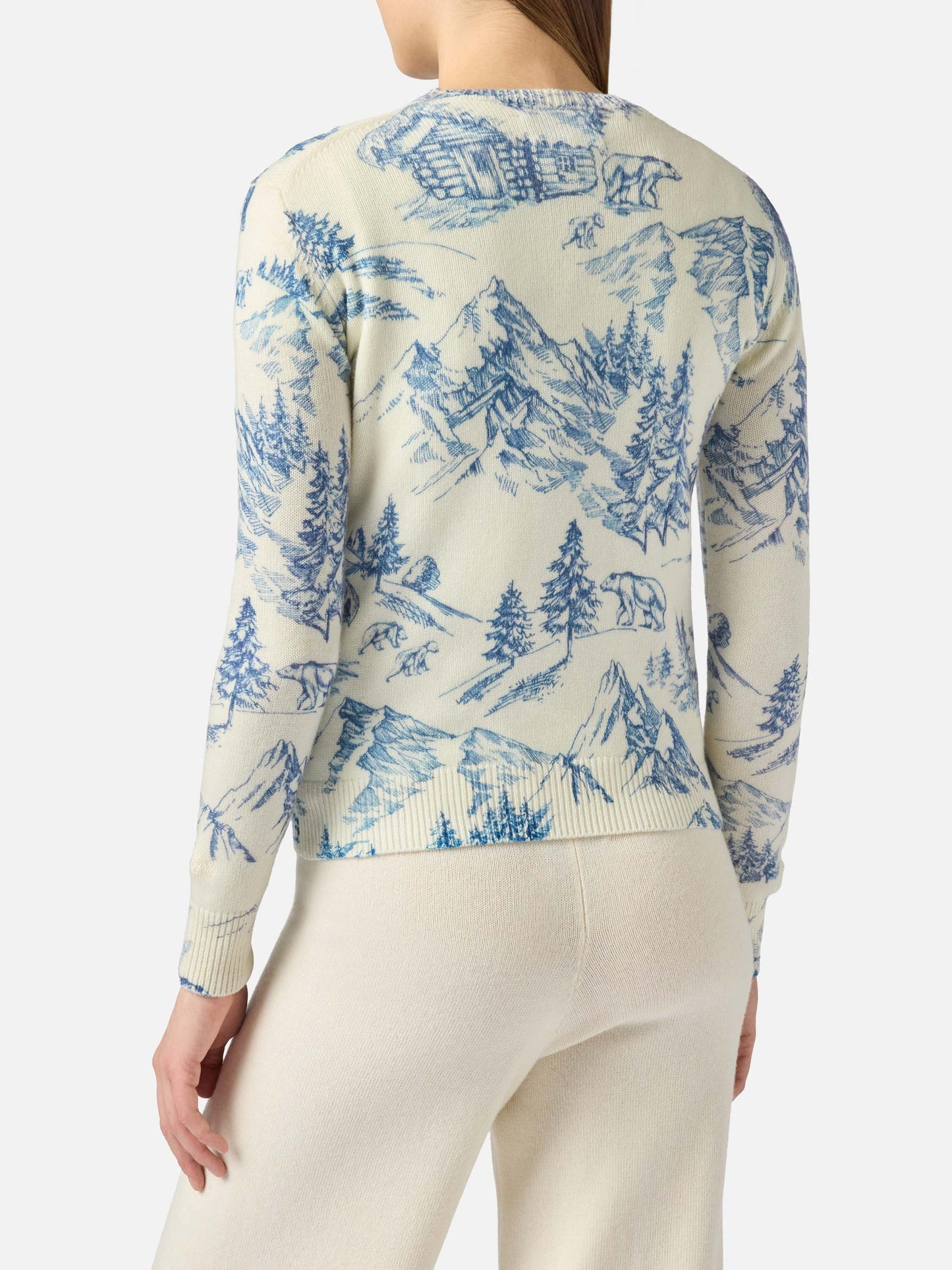 Pull New Queen blanc toile de jouy 