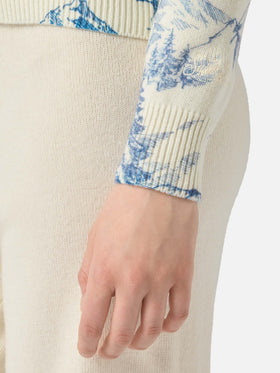 Pull New Queen blanc toile de jouy 