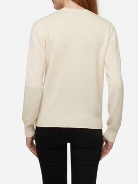 Woman white sweater New Queen with Simpson family print | SIMPSON FAMILY SPECIAL EDITION - MC2 Saint Barth