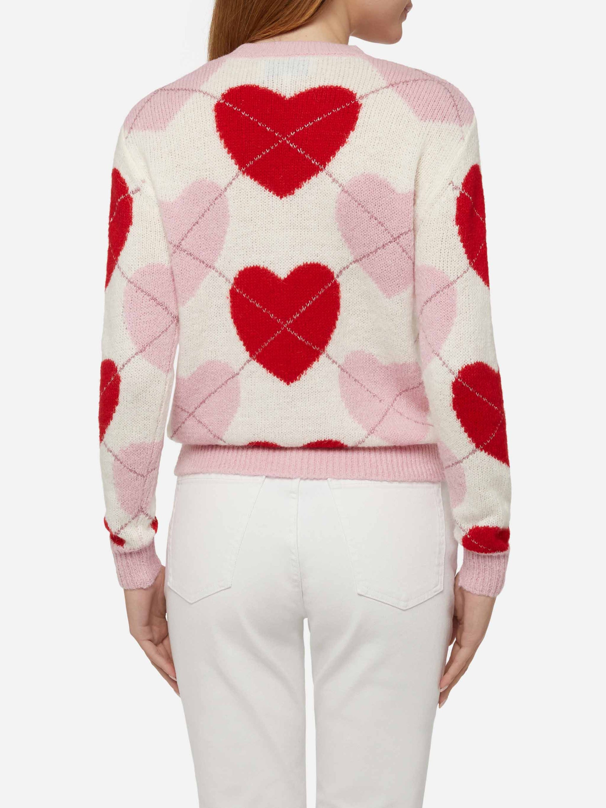 Woman crewneck soft sweater Queen Nordic Soft with heart jacquard - MC2 Saint Barth