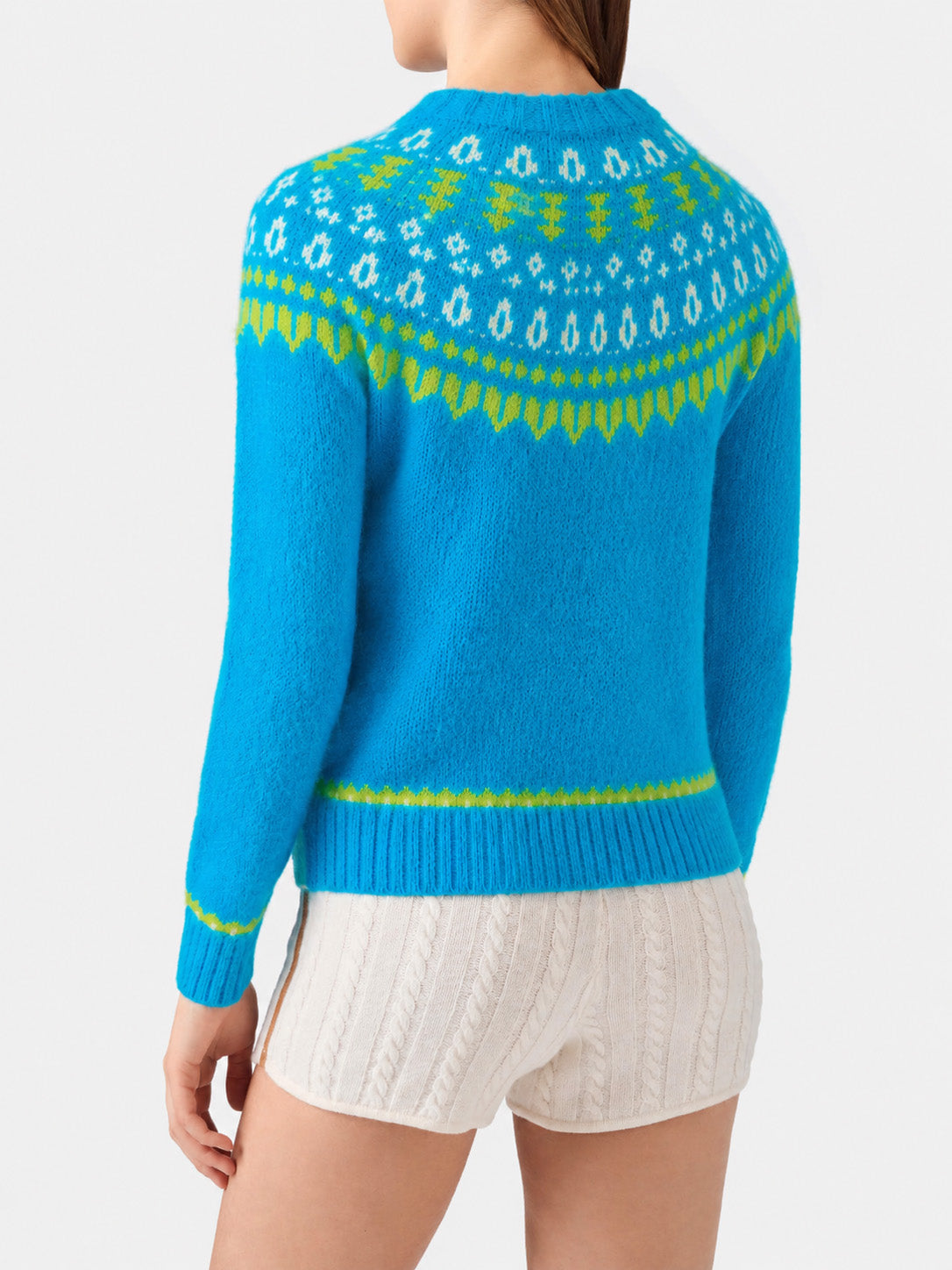 Hellblauer New Queen Nordic Soft Jacquard-Pullover 