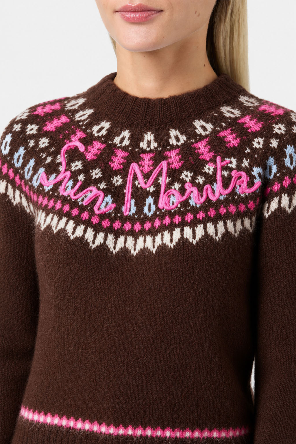 Jersey de punto jacquard marrón Nordic New Queen 