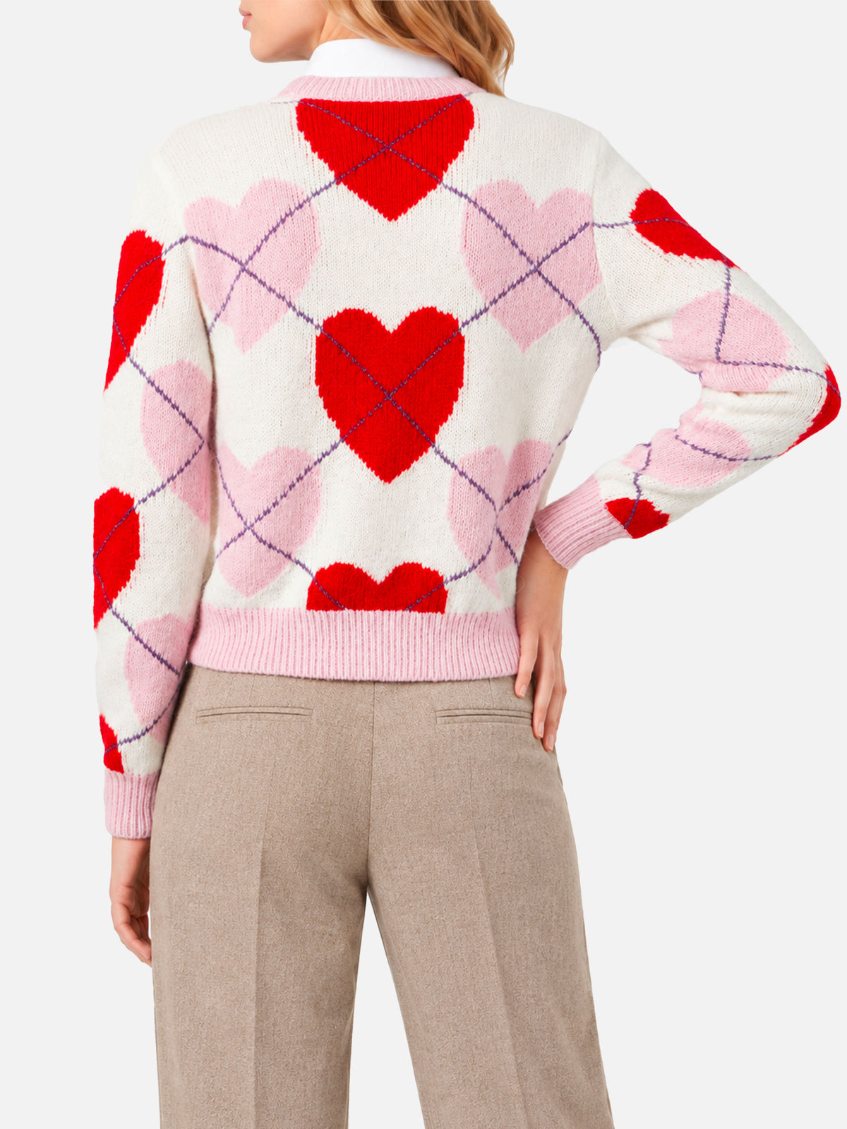 Jersey New Queen Crop Soft de rombos con corazón 