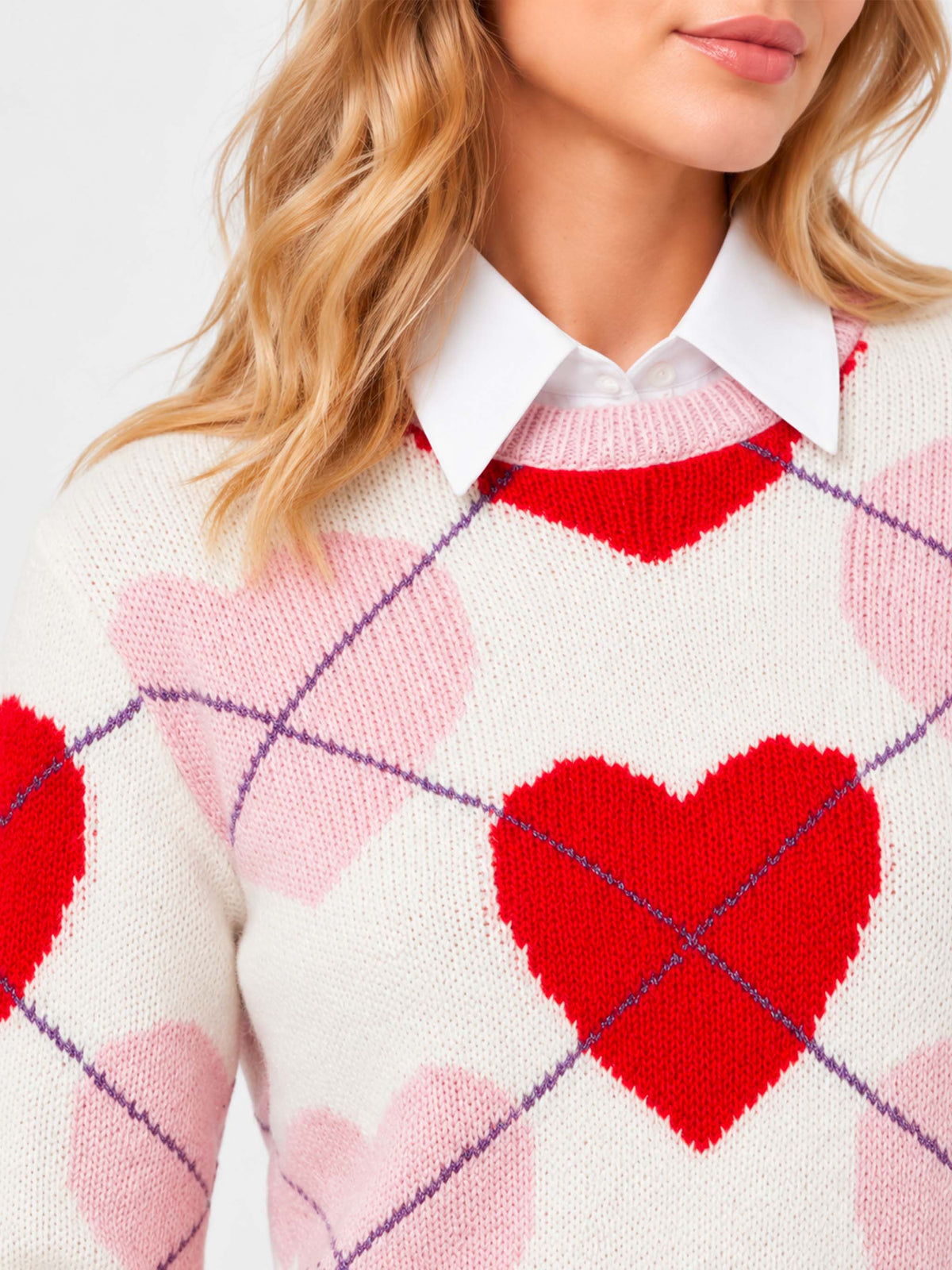 Jersey New Queen Crop Soft de rombos con corazón 