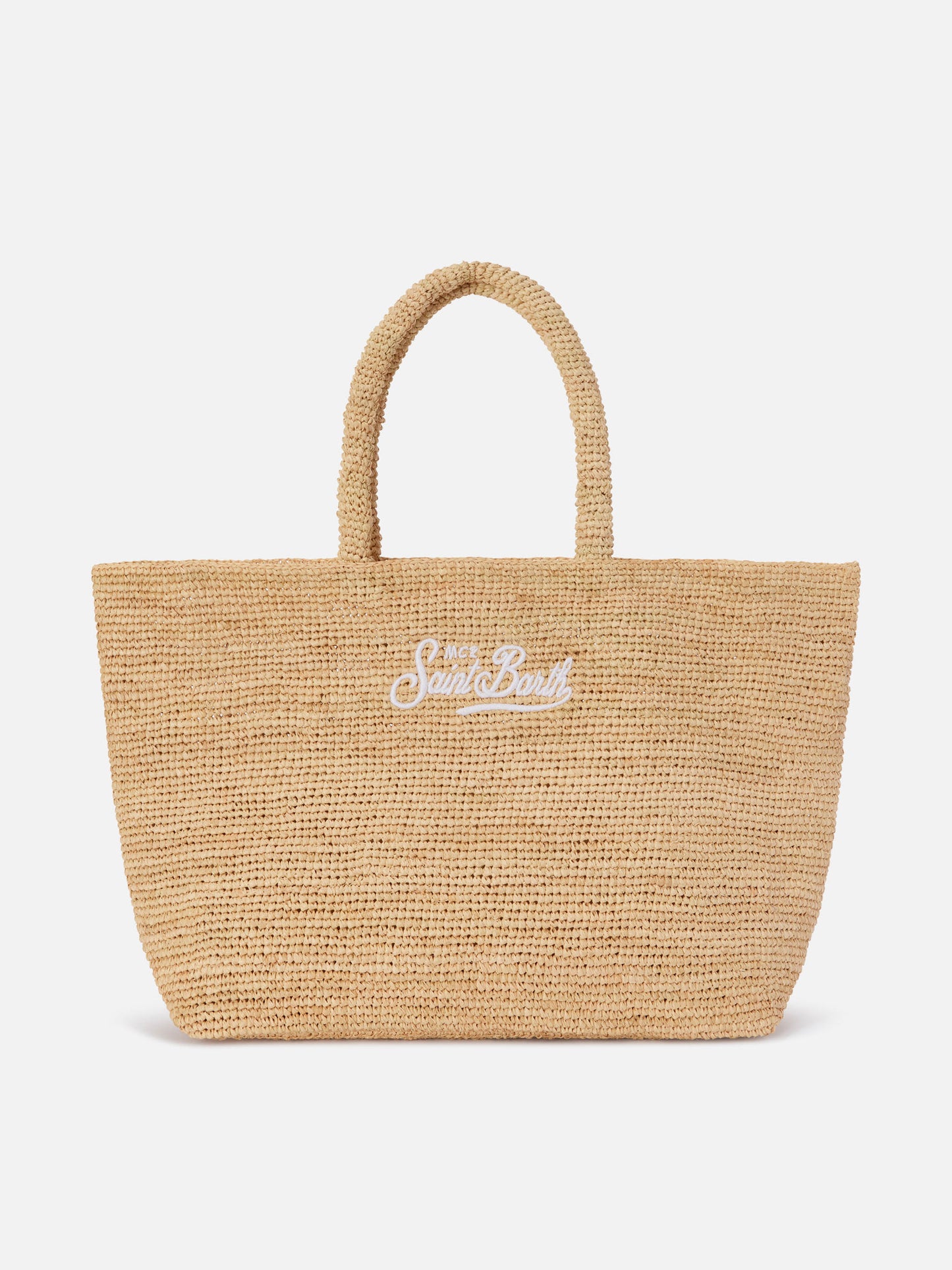 Strandtasche aus Raffiabast mit gesticktem Logo 