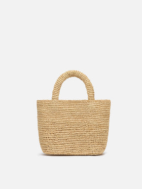 Beach mini raffia bag with embroidered logo